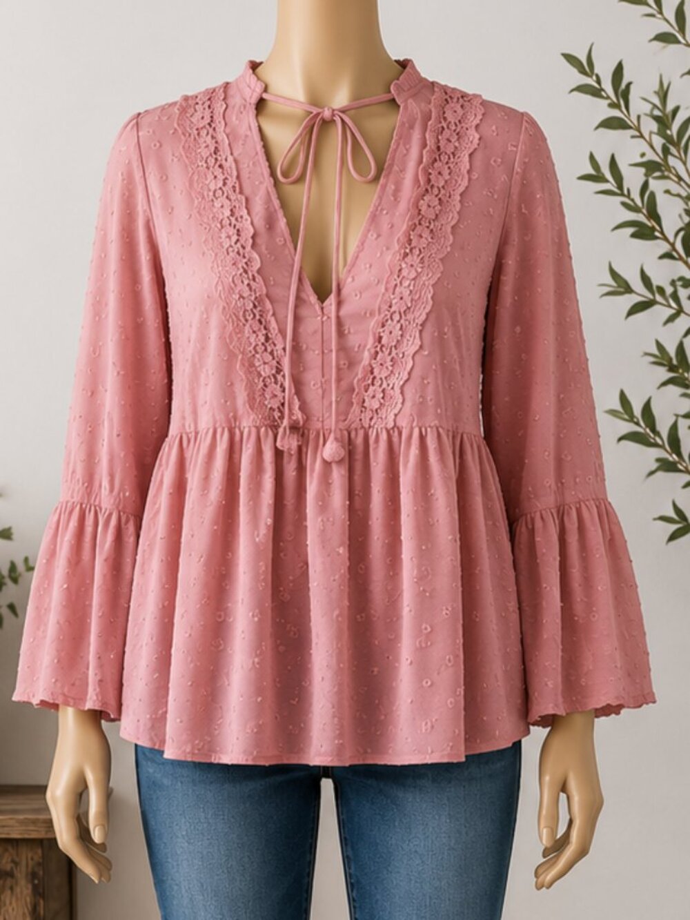 NY&C Babydoll Blouse Top Size Medium Gently Used